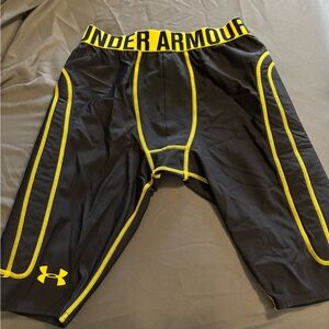 Under Armour Yellow and Black Padded‎ Compression Shorts